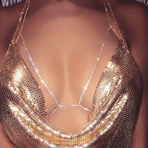 Gold Crystal Rhinestone | Bra Body Chain - Picture 7 of 8